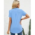 thumbnail image 5 of ZHENWEI Womens Short Sleeve Polo T Shirts V Neck Button Down Blouse Loose Casual Collared Tunic Tops with Pocket, 5 of 8