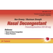 Nasal Decongestant Pseudoephedrine Tablets, 24 Count