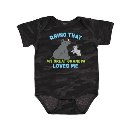 

Inktastic Rhino That My Great Grandpa Loves Me with Cute Rhinos Gift Baby Boy or Baby Girl Bodysuit