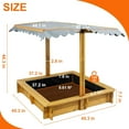thumbnail image 5 of PETSCOSSET Sandbox with Cover, Sand Box with 4 Reinforced Benches, UV-Resistant and Adjustable Height Roof, 45x45 Inches, 5 of 8