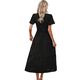 thumbnail image 3 of Vestido Bohemio Informal de Corta con Escote en V y Dobladillo para Mujer, Color Negro, Talla S, 3 of 9