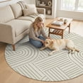 thumbnail image 2 of Small Round Rug 3Ft, Sage Green Boho Non-Slip Washable Circle Rugs Carpet, Abstract Geometric Curves Lines Modern Indoor Outdoor Rug Floor Mats Throw Runner for Bedroom Living Room Bathroom, 2 of 5