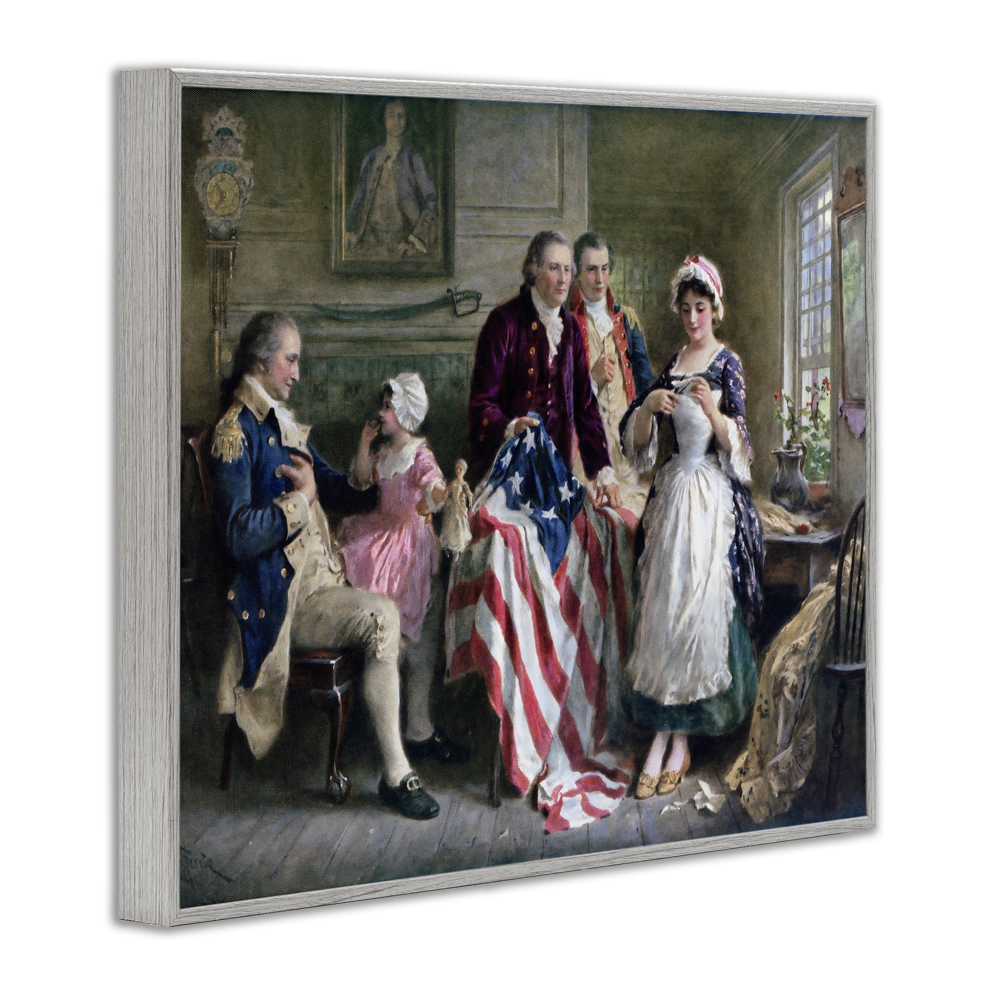 Historical Betsy Ross Gray Framed Giclee Art, design by Arlington Prints
