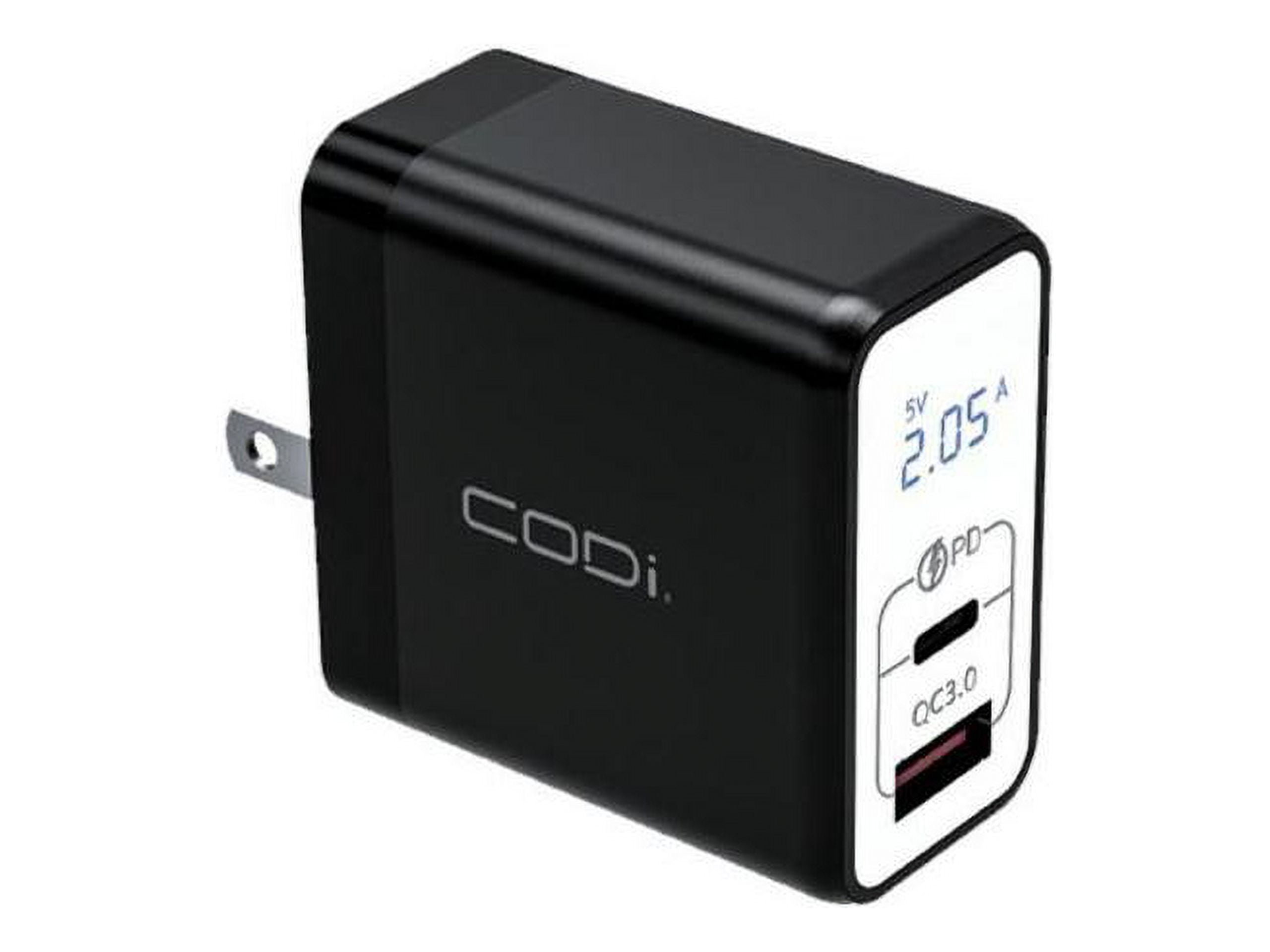 CODi Dual Port 30W Wall Charger/AC Adapter (USB-C, USB-A Outputs) - 30W -USB Type-C - USB Type-A