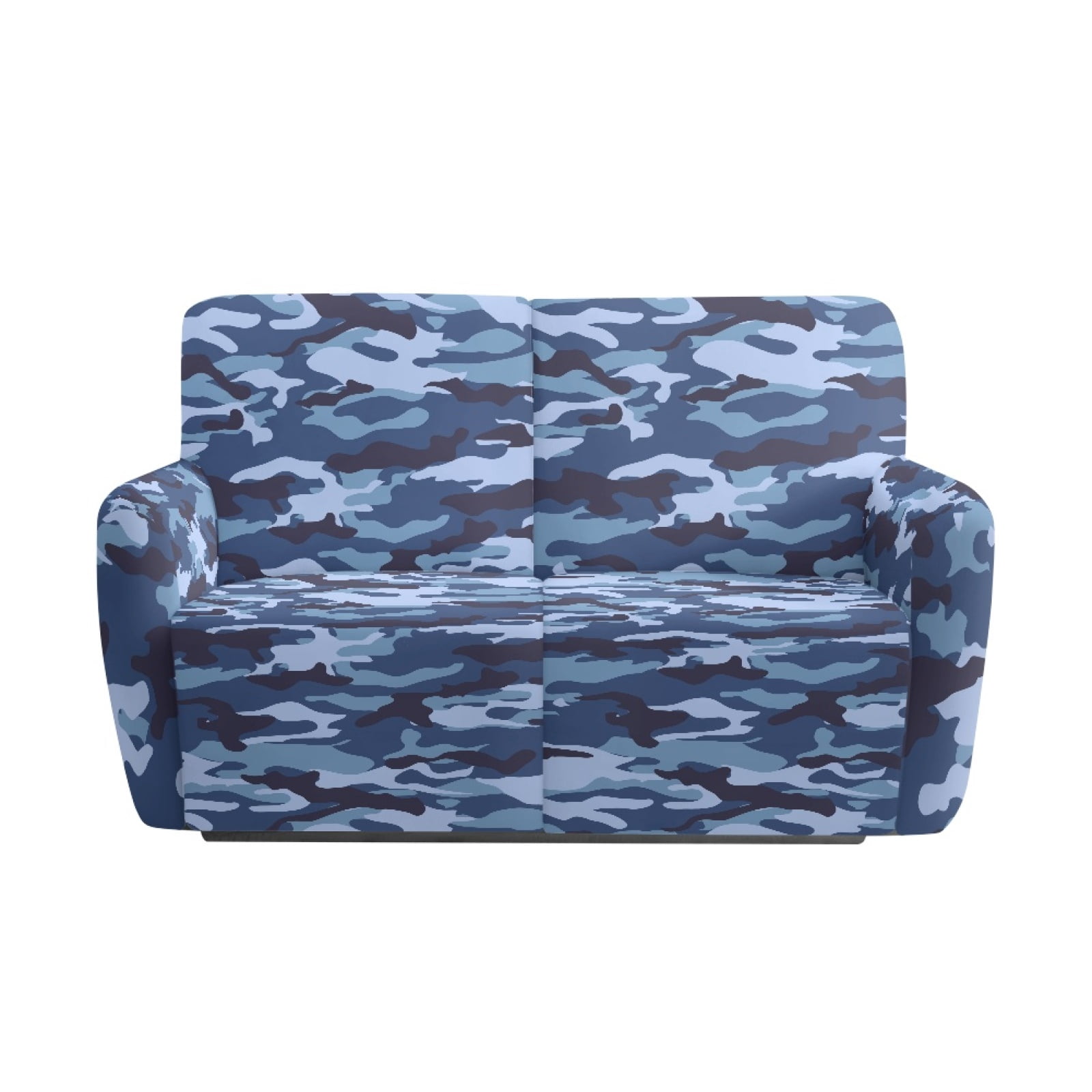 Xoenoiee Blue Camo Print Recliner Loveseat Slipcover, 6 Pieces Recliner Sofa Covers for 2 Seat Dual Reclining Loveseat Couch, Stretch Soft Jacquard Furniture Protector with Elasticity