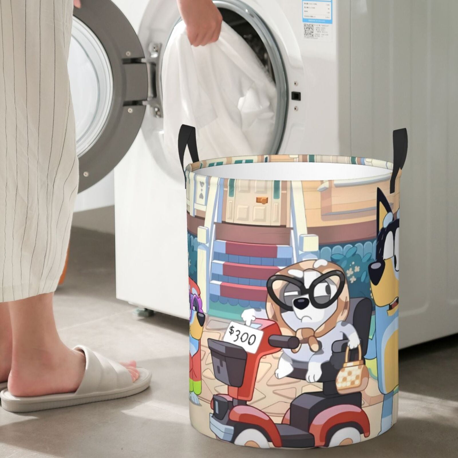Johaoi Bluey Pattern Round Large Laundry Basket -Storage Basket - Toy Storage Basket, Perfect as Hamper, Kids Room Storage, and Toy Containment-