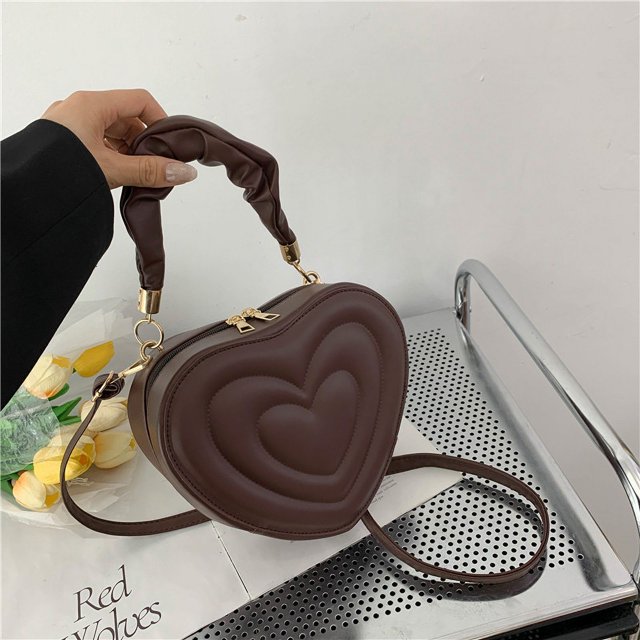 Bolso de hombro con forma de corazón de amor a la moda, bolsos pequeños, bolsos cruzados de diseñador para mujer, bolso con asa de calidad de cuero Pu sólido