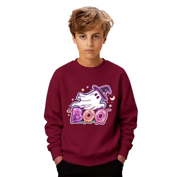 Likimi Toddler Child Girls Halloween Sweatshirts Hallowmas Ghost Print Crew Neck Sweatshirt For Girls Long Sleeve Autumn Winter Fashion Pullover Size 12-24 Months