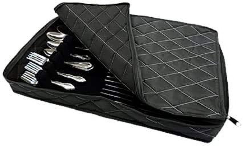LAMINET Quilted Dinnerware Storage Case Flatware, Black 7200-FBM