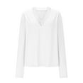 thumbnail image 4 of Fznquz Long Sleeve Tops for Women Slim Fit White V Neck Shirts Lace Work Dressy Casual Formal Shirts for Teens Girls, 4 of 6