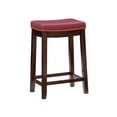 thumbnail image 4 of Linon Cessford 26" Backless Indoor Counter Stool, Dark Brown with Red Faux Leather, Includes 1 Stool, 4 of 9