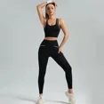 thumbnail image 4 of Conjunto de yoga de 2 uds para mujer, ropa de yoga con correa cruzada de cintura alta, Sujetador deportivo de Yoga de alta elasticidad, conjunto de ropa deportiva, chándal para mujer, 4 of 6
