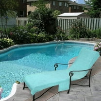 Crover 81 x 30 x 10 Inches Aqua Blue Chaise Lounge Cover, Side Pocket