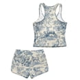 thumbnail image 5 of Xoenoiee Toile De Jouy Deer Print Summer Tankini Swimsuits for Girls Two Piece Bathing Suits Bikini Swim Tank Tops with Graphic Boyshorts Swimwear Sets, 6-7 Years, 5 of 7