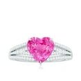thumbnail image 4 of Rosec Jewels Designer Split Shank Ring with Created Pink Sapphire and Diamond (8 mm), 14K White Gold, US 7.50, 4 of 9