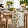 thumbnail image 3 of Farmhouse Flowers Table Runner, Wildflowers Dasiy Leaf Beige Brown Geometric Washable Kitchen Table Runners Dress Scarves for Dining Table Decorations Party, 13x72in, 3 of 9