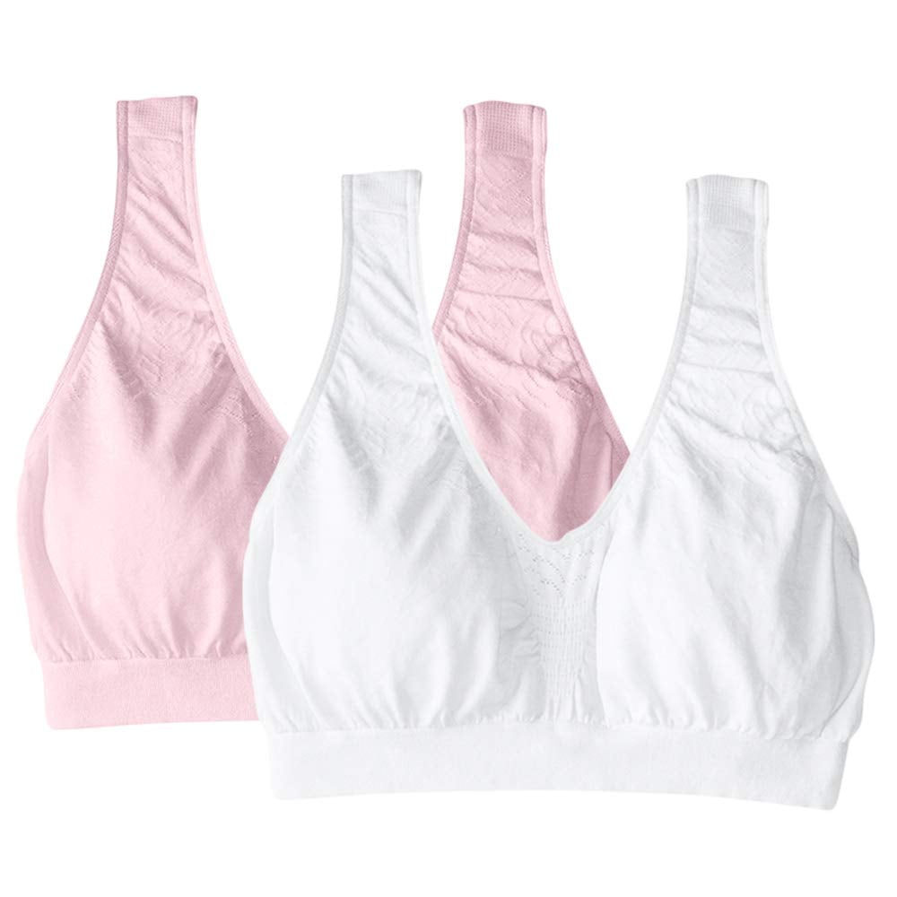 2 Pack Blushing Pink and White Bali Sports Bras for Women Wirefree