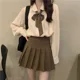 thumbnail image 3 of Falda estilo preppy para mujer, camiseta de corte A, traje de dos piezas, ropa informal plegable, camisas de manga larga con botones para otoño/invierno, 3 of 4