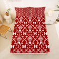 thumbnail image 5 of jejeloiu Retro Bow Queen Sheets For Men Women,Vintage Print Queen Sheet Sets,Red White,4-Piece,1 Flat Sheet, 1 Fitted Sheet and 2 Pillowcases, 5 of 6