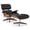 Rosewood Black-1, variant on Cottinch Top Black Grain Leather, Mid Century Chaise Lounge Chair with Ottoman, Modern Leather Armchair Swivel Accent Chair and Metal Base for Living Room Office, Rosewood Pattern, Black