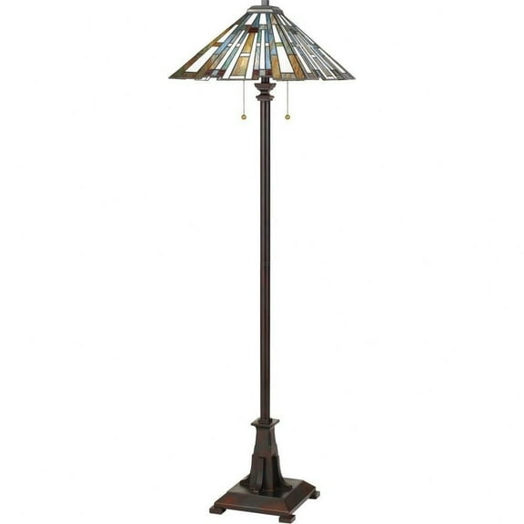 2 Light Tiffany Style Floor Lamp Geometric Tiffany Floor Light Bailey Street Home 71-Bel-3093767