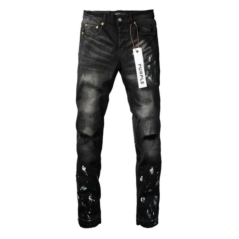 2025 Purple Jeans brand Jeans Men's Jeans Casual Comfort Holes Fashionable Straight Skinny Slim Fit Jeans, Ripped Stretch Jeans Denim Pants  9002 SIZE 28-40