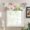 thumbnail image 2 of Kitchen Valances for Window, Blossom Flower Flamingo Cactus Light Filtering Rod Pocket Valance Curtain, Peony Tropical Plants on Flax Short Curtains Window Topper for Bedroom Living Room 42x12in, 2 of 9
