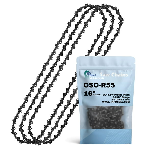 3-Pack 16-Inch Chainsaw Chain Replacement for Husqvarna H38 55 - R55 (16", 3/8", .043", 55 Drive Links)