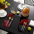 thumbnail image 3 of Red Rose Placemats Set of 8, Vintage Abstract Garden Flower Floral Black Placemats for Dining Table, Place Mats for Kitchen Tabletop, Waterproof Wipeable Dining Table Mats Set, 3 of 9