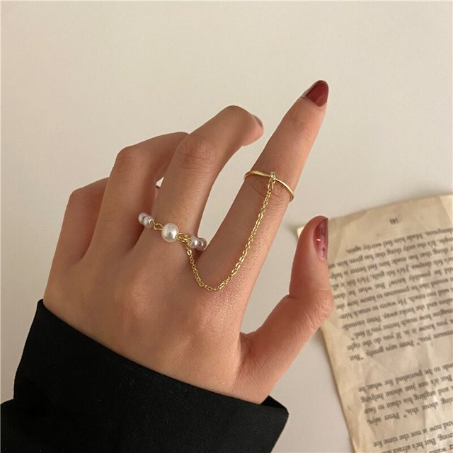 Conjunto de anillos de cadena de Color dorado Hiphop de 17KM para mujeres y niñas, anillos de dedo sencillos geométricos Punk, joyería de tendencia 2022 para fiesta Tan Jianjun unisex