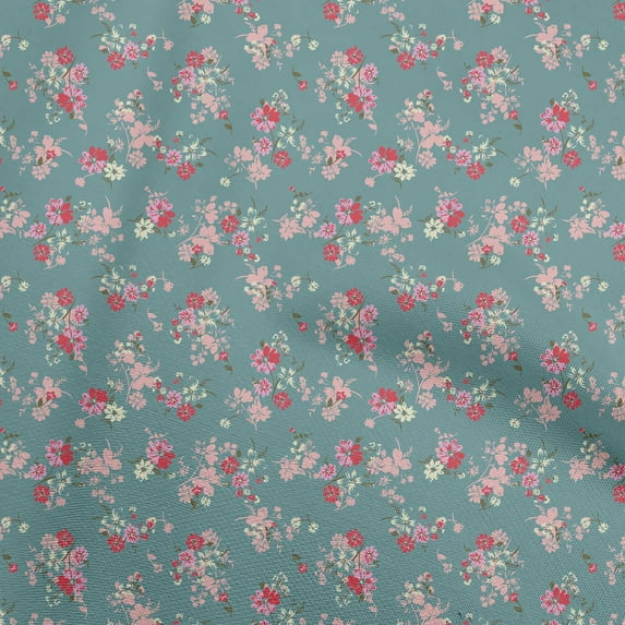 oneOone Georgette Viscose Teal Blue Fabric Floral Sewing Craft Projects Fabric Prints By Yard 42 Inch Wide