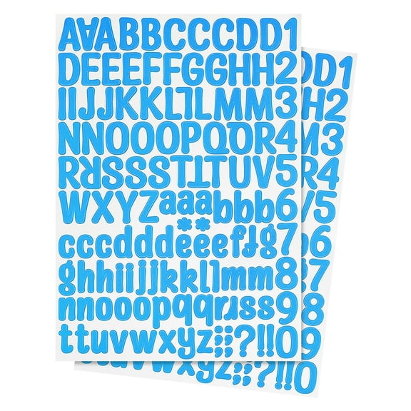 Letter Stickers 1 Inch, 12 Sheets Self Adhesive Alphabet Sticker Letter Decals for Mailbox Window Door Cap Decorations, Light Blue
