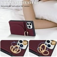 thumbnail image 6 of for iPhone 12 Pro Max / 13 Pro Max Case with Card Holder,360°Rotatable Ring Holder Stand - Magnetic RFID Blocking Wallet Phone Cases for Women(Wine Red), 6 of 14