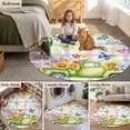 thumbnail image 5 of Watercolor Truck Flowers Round Area Rug 5Ft Washable Circle Rugs for Living Room Bedroom, Spring Butterflies Botanical Plaid Non-Slip Carpet Floor Mats Indoor Outdoor Carpet Runner Home Decor, 5 of 8