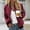 Red, variant on Women's Solid Color Bomber Jacket, Classic Zip Up Casual Coat with Pockets, Lightweight Ribbed Cuffs Long Sleeve Outerwear, 3 Colors S-XXL
