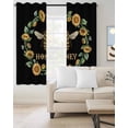thumbnail image 2 of Black Sunflowers Bees Blackout Curtains 39 Inches Long, Farmhouse Honey Floral Rings Thermal Insulated Black Out Curtains, Short Darkening Window Curtain Drapes for Cafe Bedroom 27.5"x39" 2 Panels, 2 of 9