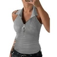 thumbnail image 2 of Orqqct Women Zipper Lapel Neck Sleeveless Casual Skinny Tank Tops, 2 of 4