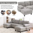thumbnail image 5 of Harper & Bright Designs U-Shaped Sectional Sofa Set with Chaise, 4-Seat Couch with Lounge, Chenille Upholstered Sectional Sofe with Storage Pockets for Living Room, Grey, 5 of 16