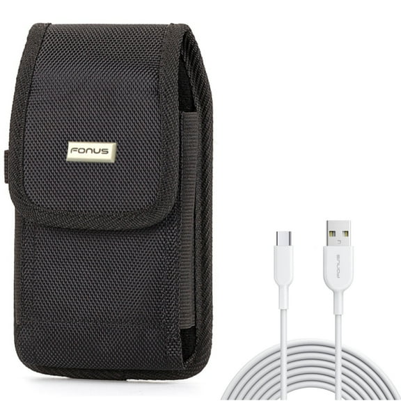 Type-C 6ft USB-C Cable w Rugged Case Belt Clip for Samsung Galaxy A73 5G,A53 5G,A33 5G,A13 5G,A03s Phones - Fast Charger Cord Power Wire, Holster Canvas Cover Pouch