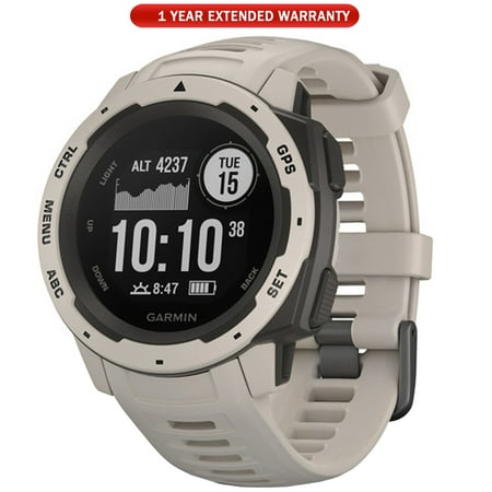 Garmin Instinct Rugged Outdoor Watch with GPS and Heart Rate Monitoring, Tundra (010-02064-01) + 1 Year Extended Warranty