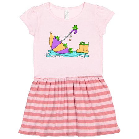 

Inktastic Cute Frogs in a Umbrella with Boots Gift Toddler Girl Dress
