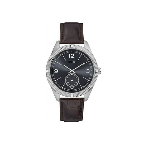 W0873G1 Men's Brown Leather Band With Black Analog Dial Watch NWT