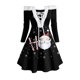 thumbnail image 1 of Vestido de manga larga para mujer Vestido maxi de cintura alta con estampado de cuello en V Vestido casual Fridja  nbo4077, 1 of 4