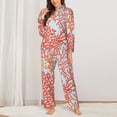 thumbnail image 2 of Fotbe Corals Conjunto de Pijama de Manga Larga para Mujer con Estampado, Ropa de Dormir de 2 Piezas, Conjunto de Casa Suave y Cómodo con Bolsillos-XX-Large, 2 of 7