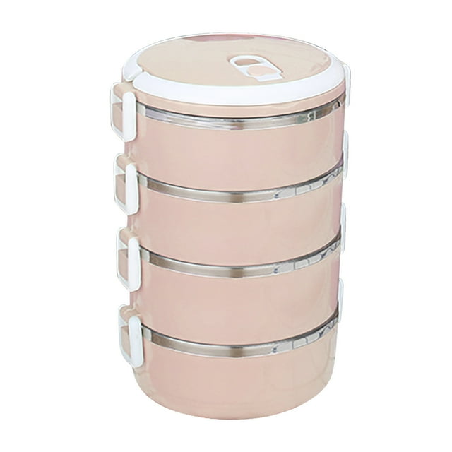 Lunch Box Containers Pink Lunch Box2800ml 4 Layer Round Food Lunch Box Stainless Steel Lunch Box Lunch Box Food Storage Box Lunch Box Hot Food Work Lunch Box for Men