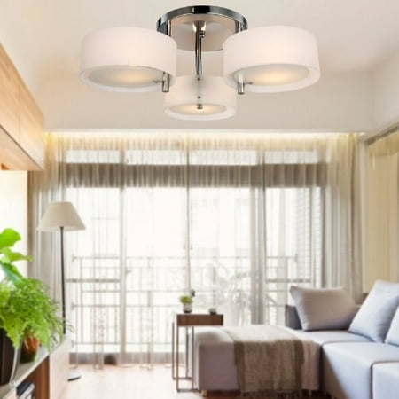 Living Room Lighting LOCO Acrylic Chandelier with 3 lights (Chrome Finish) Flush Mount Chandeliers Modern Ceiling Light Fixture for Hallway, Entry, Bedroom, Living Room ()