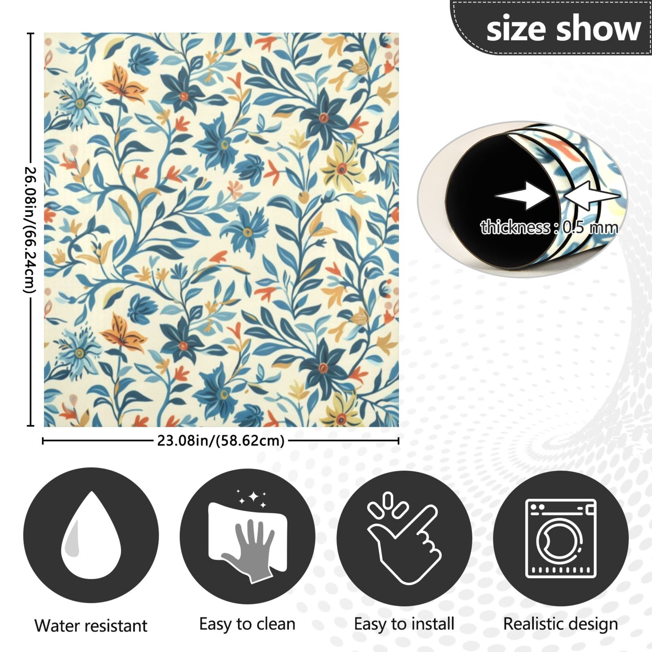 Dishwasher Magnetic Sticker 23x26 Inch Refrigerator Magnetic Sticker Washing Machine Magnetic Sticker Kitchen Panel Magnetic Sticker Home Decor Lovely Flowers Seamless