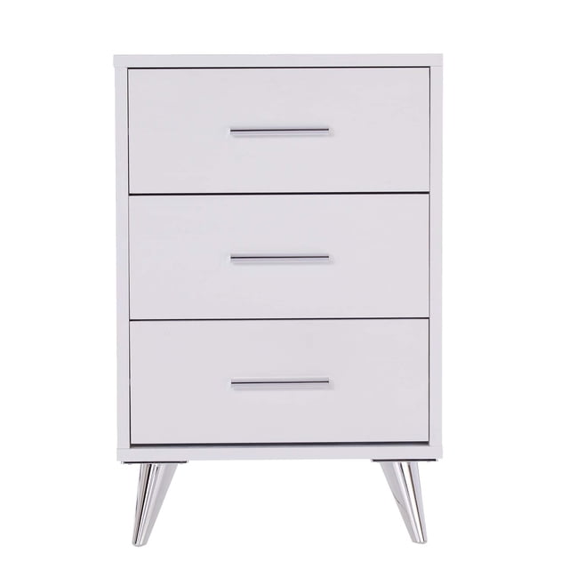 Entreprises du Sud Owen Rangement Moderne Mi-Siècle Table de Chevet, Blanc