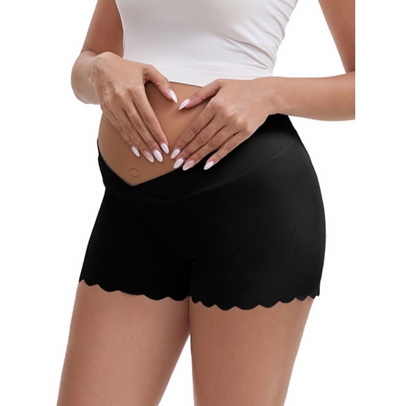 INSPIRE CHIC Women's Ice Silk Anti-Chafing Maternity Knickers High Rise Tummy Support Lightweight No Trace Panties M Black