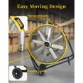 thumbnail image 5 of VENTISOL 24 Inch Industrial Floor Drum Fan, 9500 CFM Heavy Duty Floor Fan 3-Speed Air Circulator with Castors, High Velocity Shop Fan Strong Airflow for Warehouse, Basement, Factory, Barn, Garage, 5 of 8